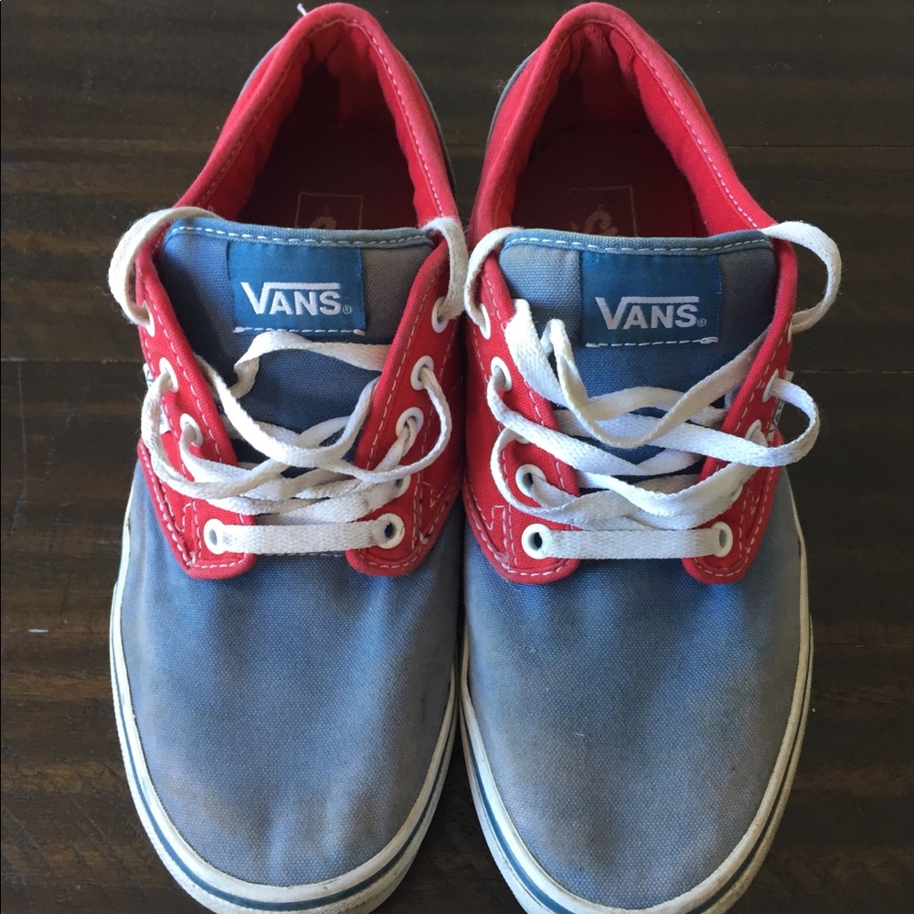 Mens ol Skool Vans red and blue shoes